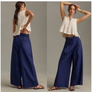 Anthropologie Maeve Skirty Utility Wide Leg Pants Navy Blue Size Medium